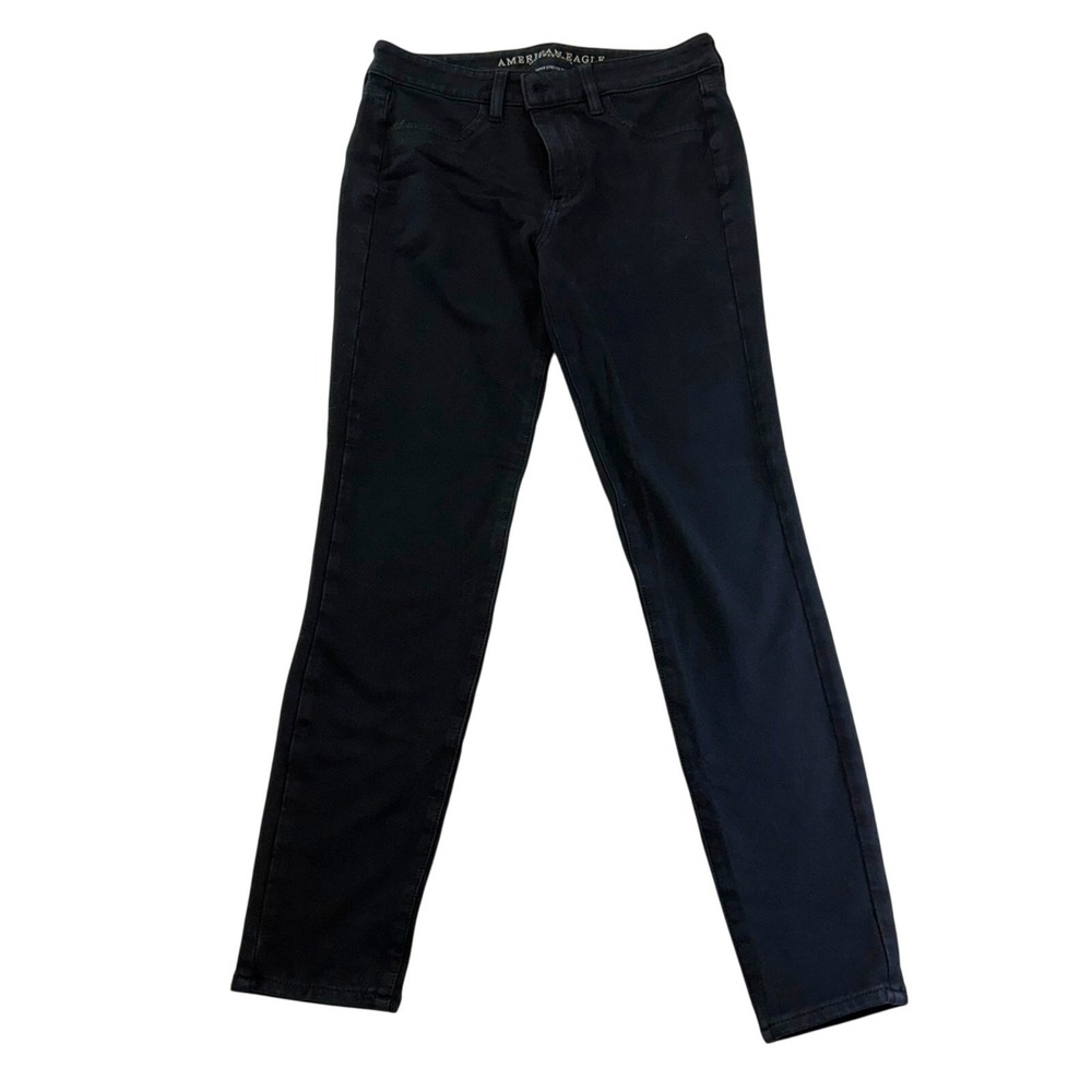 American Eagle Jeans Women's 8 Long Black Hi Rise Jegging Skinny Stretch Denim